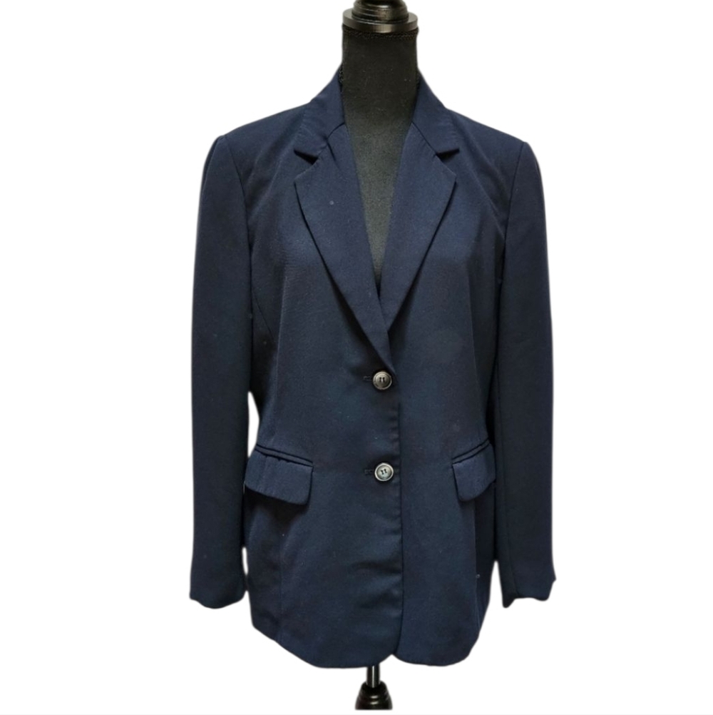 Emma James Navy Blue Notched Lapel Blazer 100% Polyester Size 12
